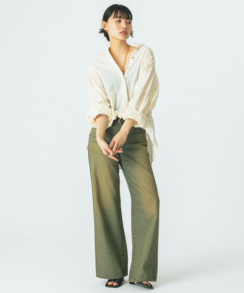 ROSE BUD（ローズバッド）の「(GENE HEAVENS)STAR EMBROIDERY SHIRT（シャツ/ブラウス・レディース・ブラック/ホワイト・ONE SIZE）」の9枚目の写真