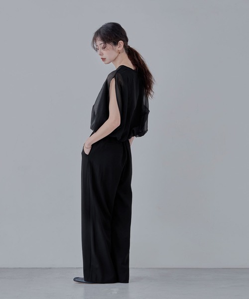 etoll.（エトル）の「オーガンジーレイヤード風バルーンブラウス（Tシャツ/カットソー・レディース・ブラック/モカ/グレー/オフホワイト・M）」の8枚目の写真