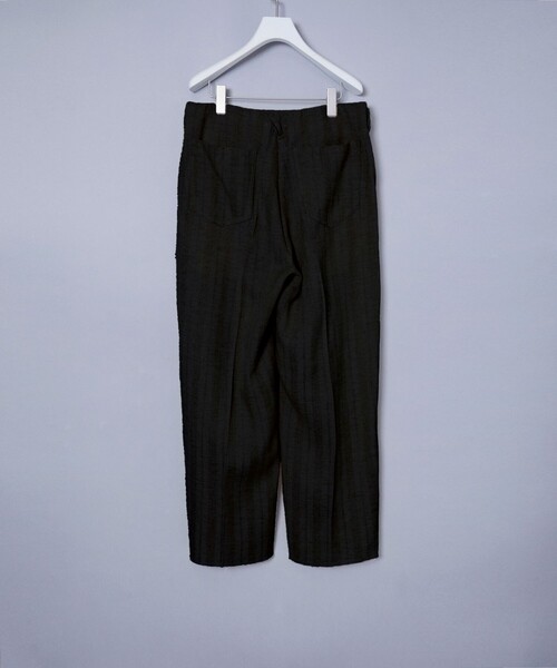 JACQUARD LINEN STRIPE TUCK-BAGGY（その他パンツ）｜saby