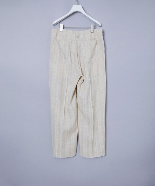 JACQUARD LINEN STRIPE TUCK-BAGGY（その他パンツ）｜saby