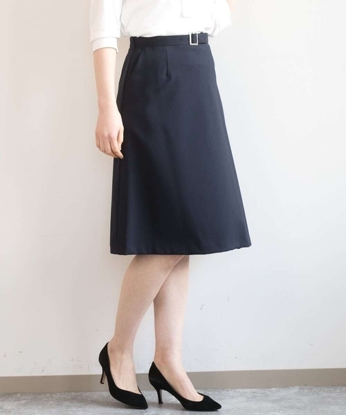 OFUON le MK（オフオンルエムケー）の「[セットアップ対応]ラップ風スカート/洗える（スカート・レディース・グレー/ネイビー・36/38/40）」の4枚目の写真
