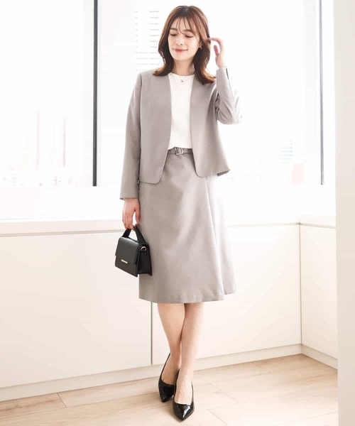 OFUON le MK（オフオンルエムケー）の「[セットアップ対応]ラップ風スカート/洗える（スカート・レディース・グレー/ネイビー・36/38/40）」の3枚目の写真