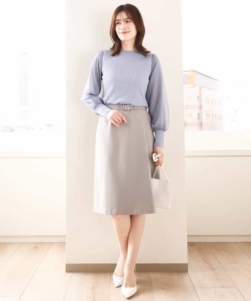 OFUON le MK（オフオンルエムケー）の「[セットアップ対応]ラップ風スカート/洗える（スカート・レディース・グレー/ネイビー・36/38/40）」の16枚目の写真