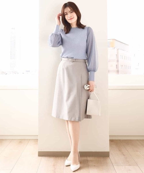 OFUON le MK（オフオンルエムケー）の「[セットアップ対応]ラップ風スカート/洗える（スカート・レディース・グレー/ネイビー・36/38/40）」の17枚目の写真