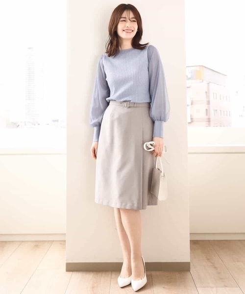 OFUON le MK（オフオンルエムケー）の「[セットアップ対応]ラップ風スカート/洗える（スカート・レディース・グレー/ネイビー・36/38/40）」の18枚目の写真