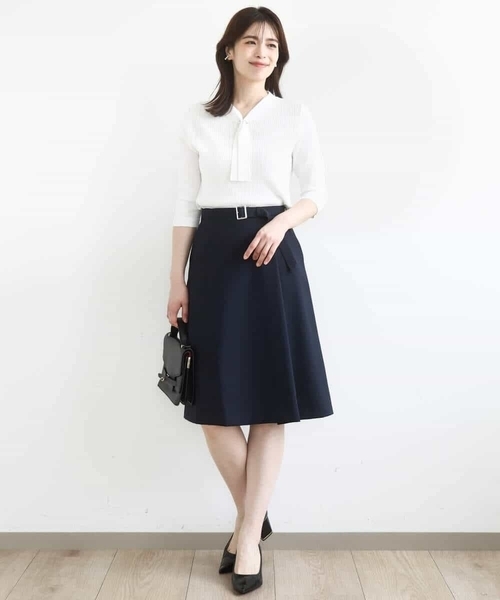 OFUON le MK（オフオンルエムケー）の「[セットアップ対応]ラップ風スカート/洗える（スカート・レディース・グレー/ネイビー・36/38/40）」の20枚目の写真