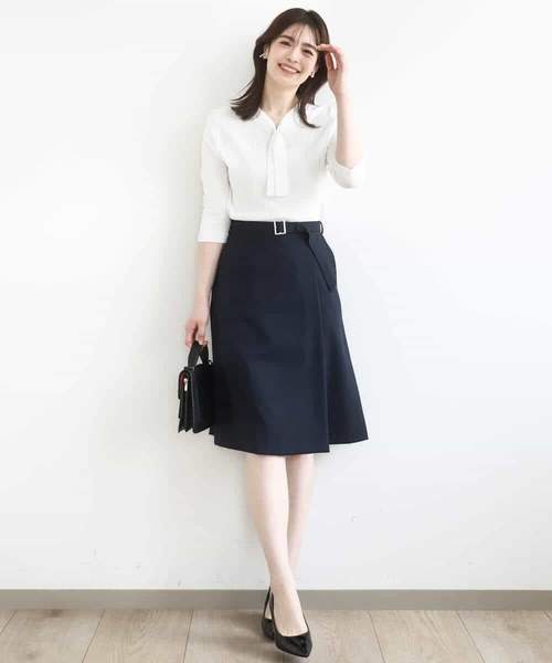 OFUON le MK（オフオンルエムケー）の「[セットアップ対応]ラップ風スカート/洗える（スカート・レディース・グレー/ネイビー・36/38/40）」の21枚目の写真