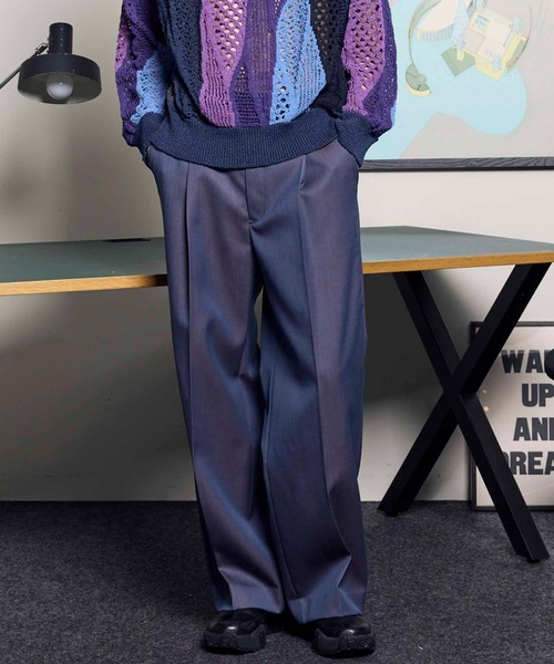 UNISEX》4 Colors Chambray Washable Wool Prime-Wide One Tuck Wide