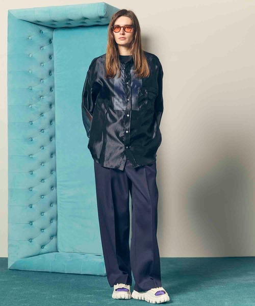 UNISEX》4 Colors Chambray Washable Wool Prime-Wide One Tuck Wide