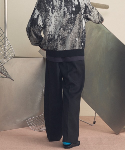 MAISON SPECIAL（メゾンスペシャル）の「《UNISEX》4 Colors Chambray Washable Wool Prime-Wide One Tuck Wide Pants/4色シャンブレーウォッシャブルウールプライムワイドワンタックワイドパンツ【MAISON SPECIAL/メゾンスペシャル】（スラックス・メンズ・ライトブルー/チャコールグレー/ブルー/ブラック/グレー/ダークブラック/サックスブルー・2/1/0）」の15枚目の写真