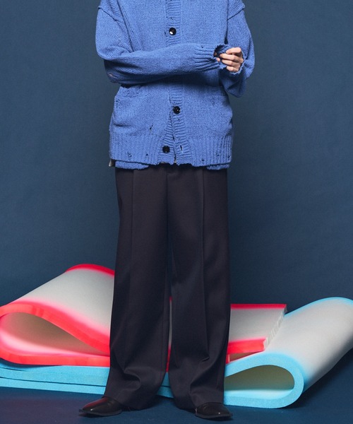 MAISON SPECIAL（メゾンスペシャル）の「《UNISEX》4 Colors Chambray Washable Wool Prime-Wide One Tuck Wide Pants/4色シャンブレーウォッシャブルウールプライムワイドワンタックワイドパンツ【MAISON SPECIAL/メゾンスペシャル】（スラックス・メンズ・ライトブルー/チャコールグレー/ブルー/ブラック/グレー/ダークブラック/サックスブルー・2/1/0）」の13枚目の写真