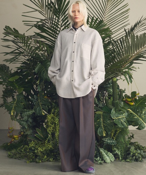 UNISEX》4 Colors Chambray Washable Wool Prime-Wide One Tuck Wide