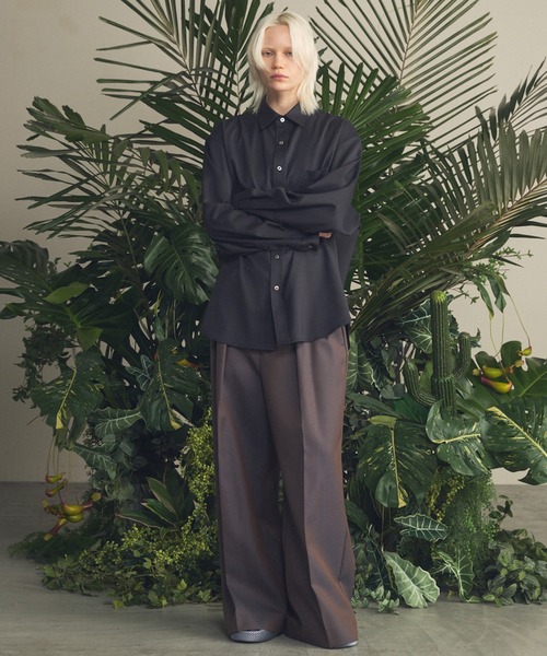 UNISEX》4 Colors Chambray Washable Wool Prime-Wide One Tuck Wide