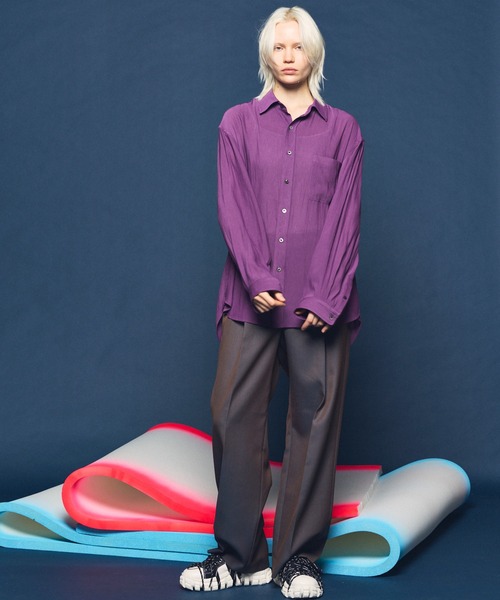 UNISEX》4 Colors Chambray Washable Wool Prime-Wide One Tuck Wide