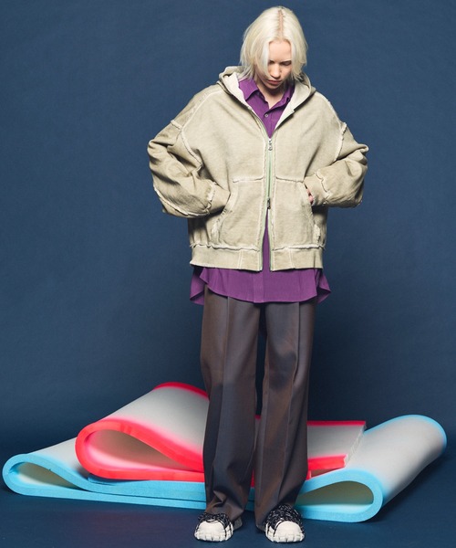 MAISON SPECIAL（メゾンスペシャル）の「《UNISEX》4 Colors Chambray Washable Wool Prime-Wide One Tuck Wide Pants/4色シャンブレーウォッシャブルウールプライムワイドワンタックワイドパンツ【MAISON SPECIAL/メゾンスペシャル】（スラックス・メンズ・ライトブルー/チャコールグレー/ブルー/ブラック/グレー/ダークブラック/サックスブルー・2/1/0）」の22枚目の写真