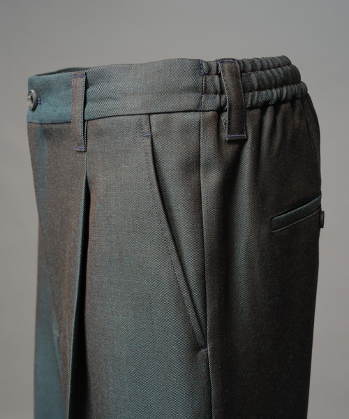 MAISON SPECIAL（メゾンスペシャル）の「《UNISEX》4 Colors Chambray Washable Wool Prime-Wide One Tuck Wide Pants/4色シャンブレーウォッシャブルウールプライムワイドワンタックワイドパンツ【MAISON SPECIAL/メゾンスペシャル】（スラックス・メンズ・ライトブルー/チャコールグレー/ブルー/ブラック/グレー/ダークブラック/サックスブルー・2/1/0）」の19枚目の写真