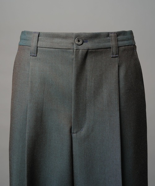 MAISON SPECIAL（メゾンスペシャル）の「《UNISEX》4 Colors Chambray Washable Wool Prime-Wide One Tuck Wide Pants/4色シャンブレーウォッシャブルウールプライムワイドワンタックワイドパンツ【MAISON SPECIAL/メゾンスペシャル】（スラックス・メンズ・ライトブルー/チャコールグレー/ブルー/ブラック/グレー/ダークブラック/サックスブルー・2/1/0）」の16枚目の写真