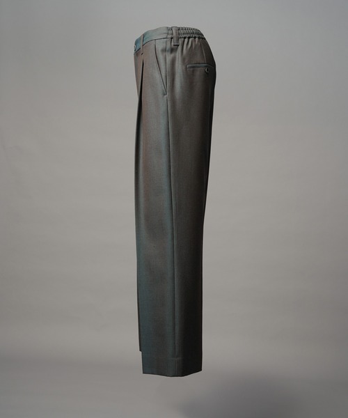 MAISON SPECIAL（メゾンスペシャル）の「《UNISEX》4 Colors Chambray Washable Wool Prime-Wide One Tuck Wide Pants/4色シャンブレーウォッシャブルウールプライムワイドワンタックワイドパンツ【MAISON SPECIAL/メゾンスペシャル】（スラックス・メンズ・ライトブルー/チャコールグレー/ブルー/ブラック/グレー/ダークブラック/サックスブルー・2/1/0）」の18枚目の写真