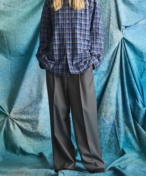 UNISEX》4 Colors Chambray Washable Wool Prime-Wide One Tuck Wide