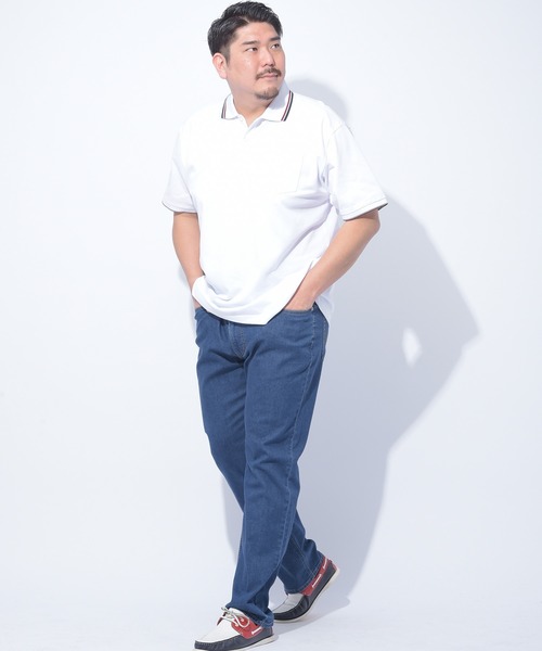 B&T CLUB（ビーティークラブ）の「B＆T CLUB (ビーアンドティークラブ) DRY 鹿の子 ライン入り 半袖 ポロシャツ（ポロシャツ・メンズ・ブラック/ホワイト/サックスブルー/ネイビー・X1(3L～4L)/X2(4L～5L)/X3(6L～7L)/X4(8L～9L)/X5(9L～10L)）」の10枚目の写真