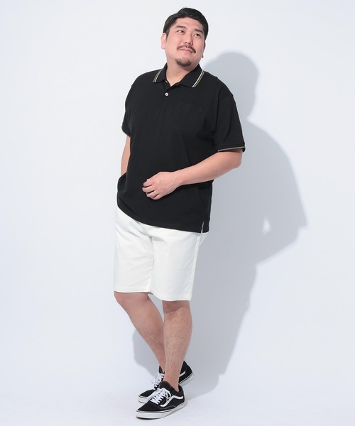 B&T CLUB（ビーティークラブ）の「B＆T CLUB (ビーアンドティークラブ) DRY 鹿の子 ライン入り 半袖 ポロシャツ（ポロシャツ・メンズ・ブラック/ホワイト/サックスブルー/ネイビー・X1(3L～4L)/X2(4L～5L)/X3(6L～7L)/X4(8L～9L)/X5(9L～10L)）」の16枚目の写真