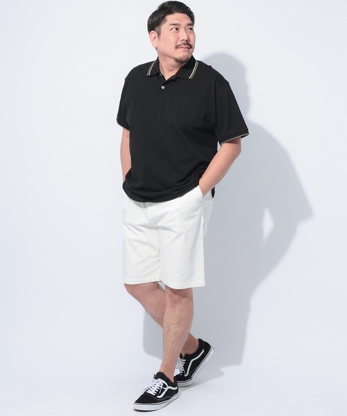 B&T CLUB（ビーティークラブ）の「B＆T CLUB (ビーアンドティークラブ) DRY 鹿の子 ライン入り 半袖 ポロシャツ（ポロシャツ・メンズ・ブラック/ホワイト/サックスブルー/ネイビー・X1(3L～4L)/X2(4L～5L)/X3(6L～7L)/X4(8L～9L)/X5(9L～10L)）」の17枚目の写真