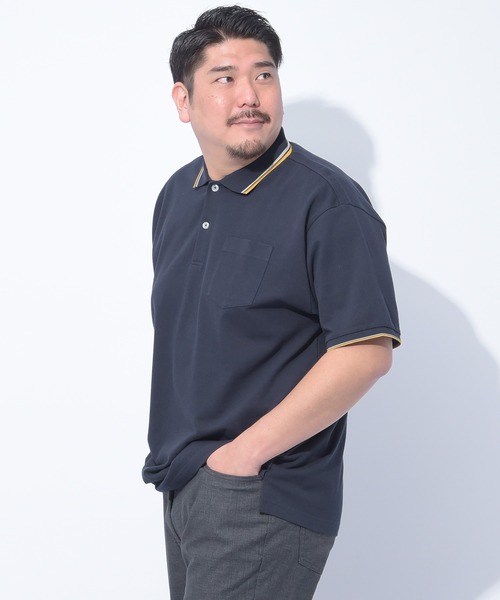 B&T CLUB（ビーティークラブ）の「B＆T CLUB (ビーアンドティークラブ) DRY 鹿の子 ライン入り 半袖 ポロシャツ（ポロシャツ・メンズ・ブラック/ホワイト/サックスブルー/ネイビー・X1(3L～4L)/X2(4L～5L)/X3(6L～7L)/X4(8L～9L)/X5(9L～10L)）」の20枚目の写真