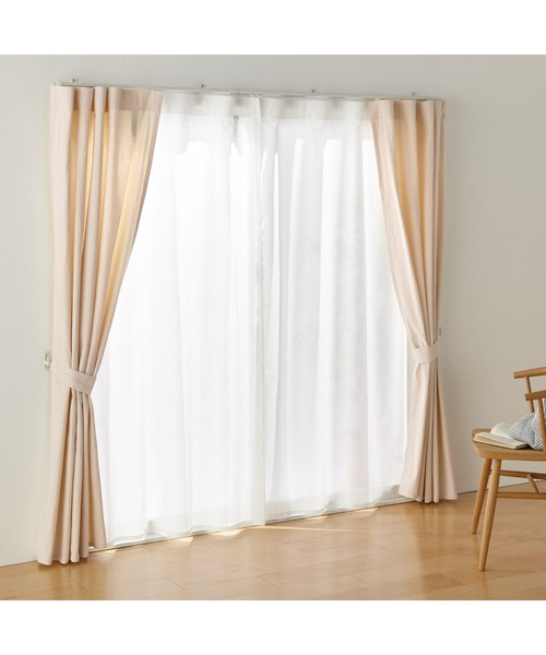 防カビ ポリエステルノンプリーツレースカーテン 幅100×丈
