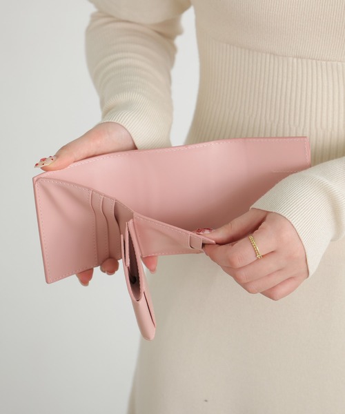 H♡フランスアンティーク♡蚤の市♡ ♡ピンク色の布花とリボンのメルスリーセット♡ Maison de FLEUR ピンクFリボンウォレット