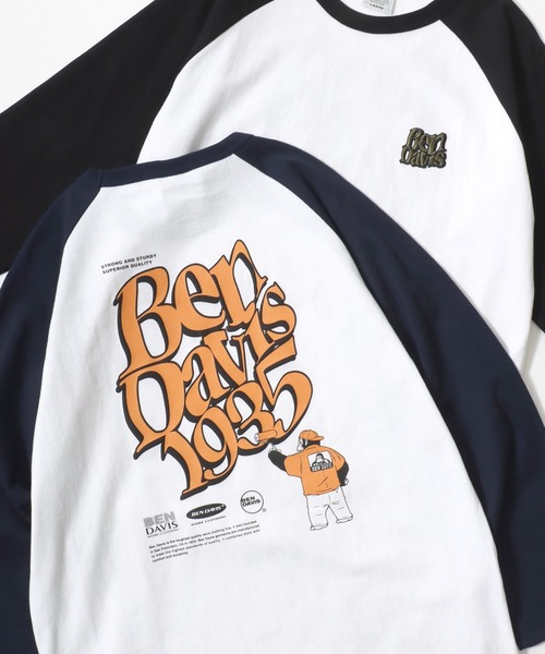 BEN DAVIS(ベンデイビス)の「BEN DAVIS/ベンデイビス ワンポイント刺繍 バックプリント ラグランロングスリーブTシャツ レディース メンズ(Tシャツ/カットソー・レディース・ブラック/ネイビー/モスグリーン・M/L/LL)」の3枚目の写真