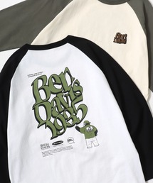 BEN DAVIS/ベンデイビス ワンポイント刺繍 バックプリント ラグランロングスリーブTシャツ レディース メンズ