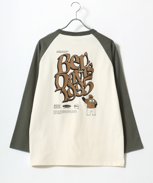 BEN DAVIS(ベンデイビス)の「BEN DAVIS/ベンデイビス ワンポイント刺繍 バックプリント ラグランロングスリーブTシャツ レディース メンズ(Tシャツ/カットソー・レディース・ブラック/ネイビー/モスグリーン・M/L/LL)」の10枚目の写真