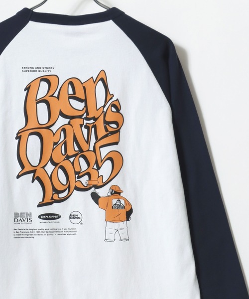 BEN DAVIS(ベンデイビス)の「BEN DAVIS/ベンデイビス ワンポイント刺繍 バックプリント ラグランロングスリーブTシャツ レディース メンズ(Tシャツ/カットソー・レディース・ブラック/ネイビー/モスグリーン・M/L/LL)」の16枚目の写真