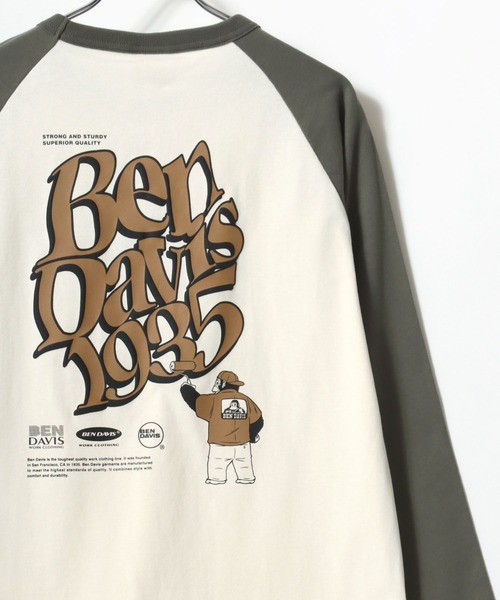 BEN DAVIS(ベンデイビス)の「BEN DAVIS/ベンデイビス ワンポイント刺繍 バックプリント ラグランロングスリーブTシャツ レディース メンズ(Tシャツ/カットソー・レディース・ブラック/ネイビー/モスグリーン・M/L/LL)」の15枚目の写真