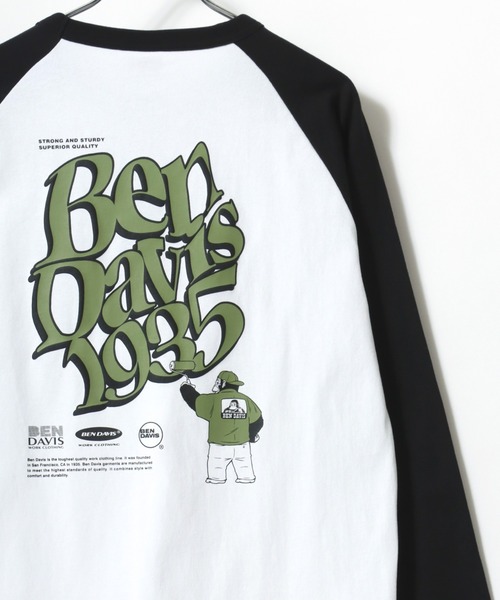 BEN DAVIS(ベンデイビス)の「BEN DAVIS/ベンデイビス ワンポイント刺繍 バックプリント ラグランロングスリーブTシャツ レディース メンズ(Tシャツ/カットソー・レディース・ブラック/ネイビー/モスグリーン・M/L/LL)」の14枚目の写真