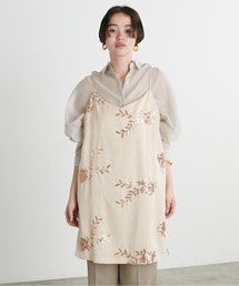 【LARUTA】フラワースパンコール刺繍チュニックワンピース
