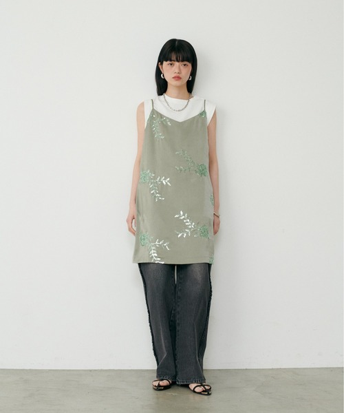 セール】【LARUTA】フラワースパンコール刺繍チュニック