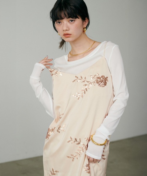タグ付✨️albumdifamiglia コットンストレッチワンピースチュニック リブ イン コンフォート ボタニカル柄が華やかなストレッチ
