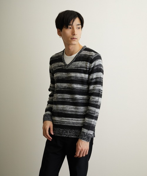 ARCHIVER（アーカイバ）の「【RS】【Bling Leads】ボーダーニット＆ ロングTシャツ　アンサンブルセット（アンサンブル・メンズ・グレー系その他/レッド系その他2/ブラック系その他/レッド系その他/ブラック系その他2・MEDIUM/X-LARGE）」の2枚目の写真