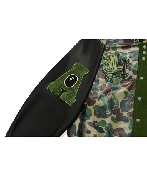 A BATHING APE（アベイシングエイプ）の「BAPEXJEFF HAMILTON ABC CAMO MULTI LOGO WOOL AND LEATHER JACKET（ミリタリージャケット・メンズ・オリーブ・X-LARGE/MEDIUM/LARGE）」の4枚目の写真
