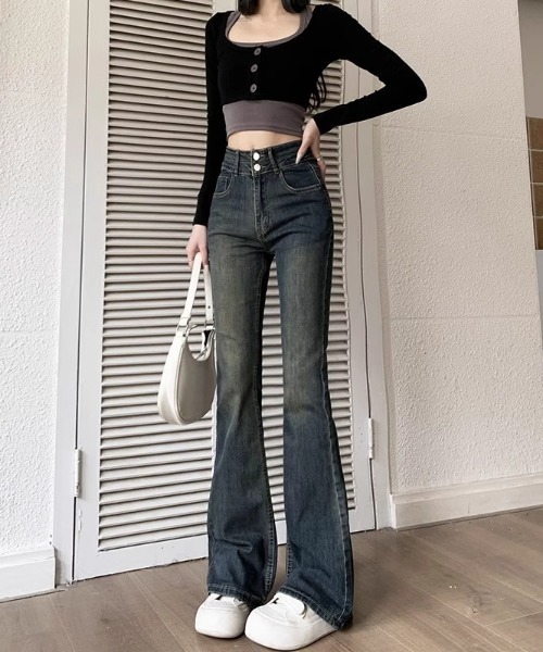 REBALANCE(リバランス)の「レディースデニムフレアパンツ(デニムパンツ・レディース・B/C/D/A・MEDIUM/LARGE/X-LARGE)」の17枚目の写真
