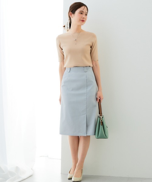 7days Life Styling（セブンデイズライフスタイリング）の「【接触冷感/UVカット】スカラップ5分袖ニット（ニット/セーター・レディース・ブルーグレー/ブラック/ベージュ/グリーン・S/M/L/LL）」の14枚目の写真
