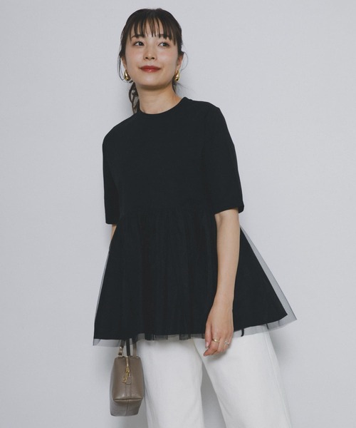 F by ROSSO（エフバイロッソ）の「ペプラムチュールカットソー（Tシャツ/カットソー・レディース・ブラック/オフホワイト・FREE）」の22枚目の写真