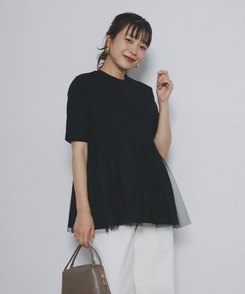 F by ROSSO（エフバイロッソ）の「ペプラムチュールカットソー（Tシャツ/カットソー・レディース・ブラック/オフホワイト・FREE）」の21枚目の写真