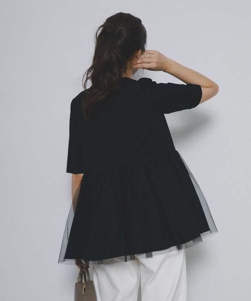 F by ROSSO（エフバイロッソ）の「ペプラムチュールカットソー（Tシャツ/カットソー・レディース・ブラック/オフホワイト・FREE）」の19枚目の写真
