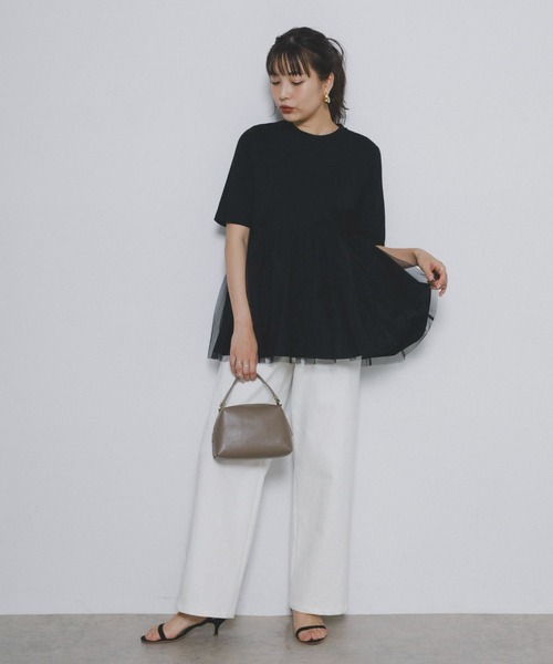 F by ROSSO ペプラムチュールカットソー F by ROSSO（エフバイロッソ）の「ペプラムチュールカットソー