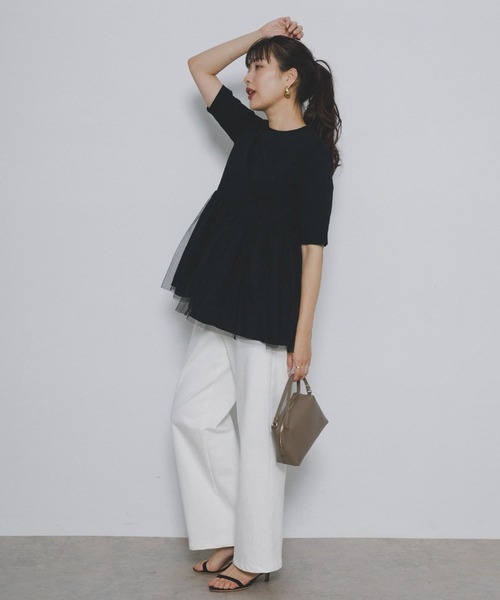 F by ROSSO（エフバイロッソ）の「ペプラムチュールカットソー（Tシャツ/カットソー・レディース・ブラック/オフホワイト・FREE）」の17枚目の写真