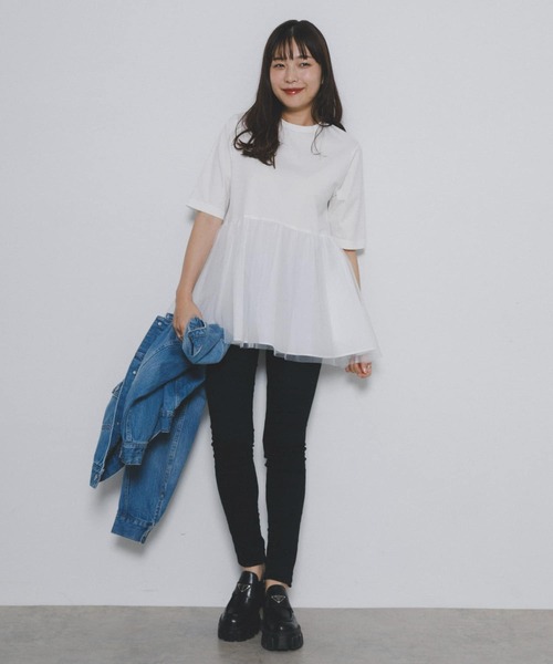 F by ROSSO ペプラムチュールカットソー F by ROSSO（エフバイロッソ）の「ペプラムチュールカットソー