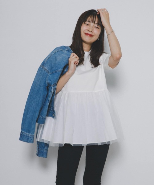 F by ROSSO（エフバイロッソ）の「ペプラムチュールカットソー（Tシャツ/カットソー・レディース・ブラック/オフホワイト・FREE）」の12枚目の写真