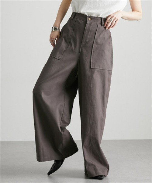 Soiunique（スワユニーク）の「BIGポケットベイカーワイドパンツ ［Soiunique］（その他パンツ・レディース・チャコール/イエロー/カーキ・M/L/LL）」の13枚目の写真